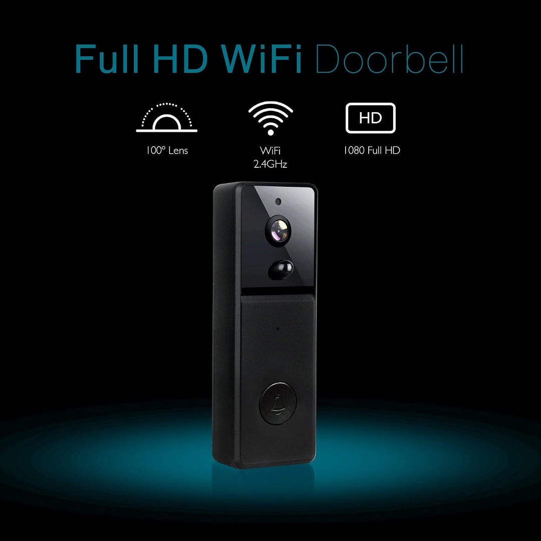 Smart Video-Türklingel Kabellos, WiFi, Full HD 1080P, Bewegungsdetektion, 2-Wege-Audio, Nachtsicht,
