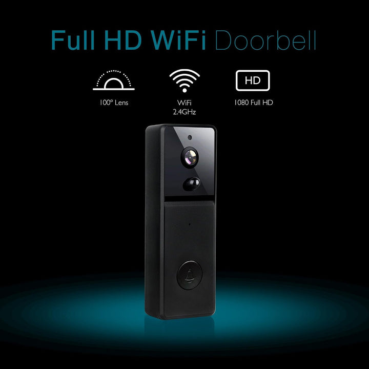 Smart Video-Türklingel Kabellos, WiFi, Full HD 1080P, Bewegungsdetektion, 2-Wege-Audio, Nachtsicht,
