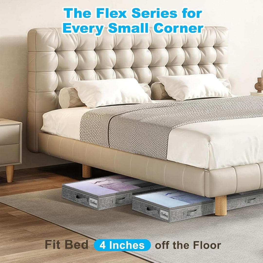 2 StüCk Unterbett Aufbewahrungsbox,Unterbettkommode Und Klarem Deckel,Aufbewahrungstaschen,Faltbarer