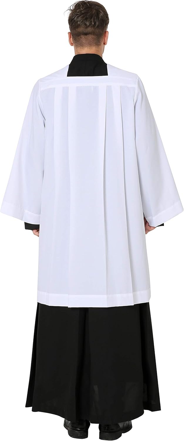 IvyRobes Priester Talar Priester Talar Premium Weiss Square Ausschnitt Messhemd, Weiss S