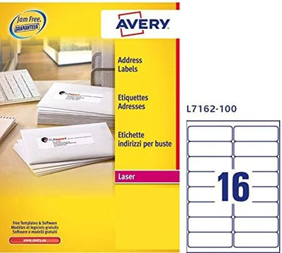 Avery 054470 Blatt Etiketten Laser, 100 Pack 99.1 x 33.9 mm weiss, 99.1 x 33.9 mm weiss