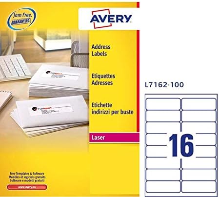 Avery 054470 Blatt Etiketten Laser, 100 Pack 99.1 x 33.9 mm weiss, 99.1 x 33.9 mm weiss