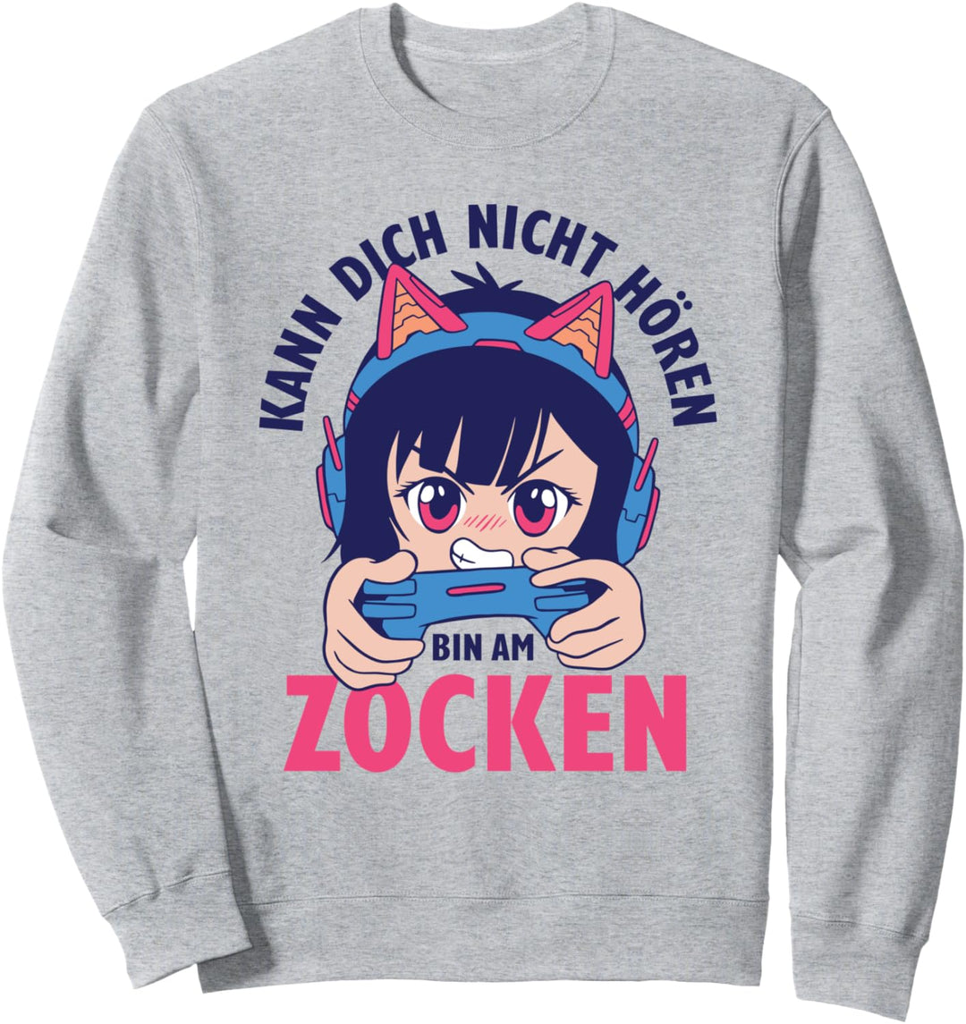 Kann Dich Nicht Hören Bin am Zocken Anime Gamer Girl Sweatshirt