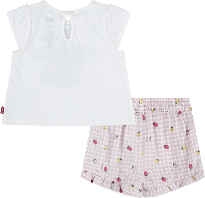 Levi's Baby-Mädchen Tee and Short Set Sgss241 Abgestimmte Outfits 9 Monate SUGAR SWIZZLE, 9 Monate S