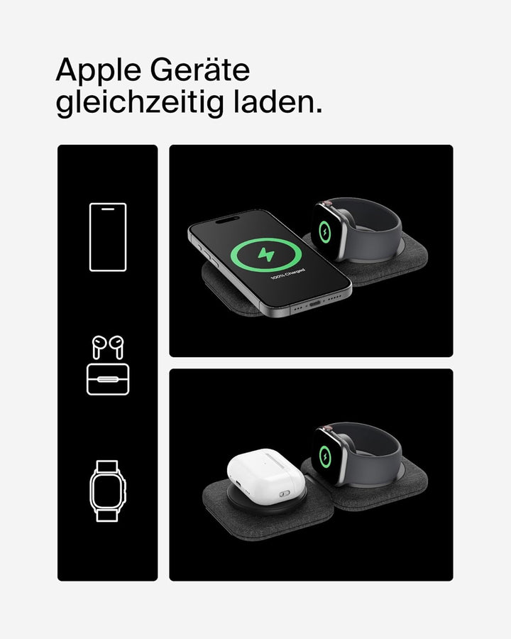 Belkin BoostCharge Pro Magnetische 2-in-1 Qi2 Reiseladestation 15W, MagSafe-Kompatibles Ladegerät, Q