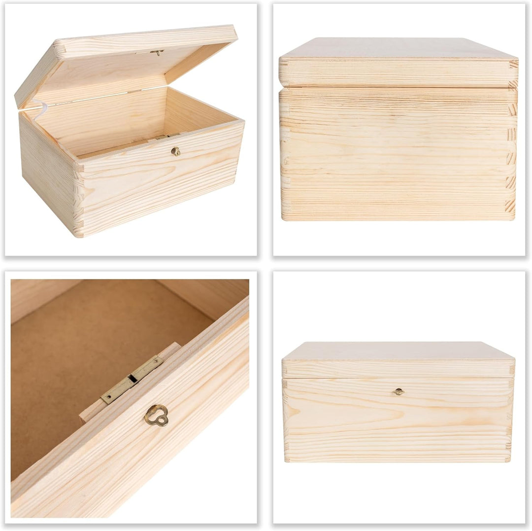 Creative Deco Holzkiste mit Deckel und Schlüssel | 30 x 20 x 14 cm (+/-1cm) | Weihnachten Erinnerung
