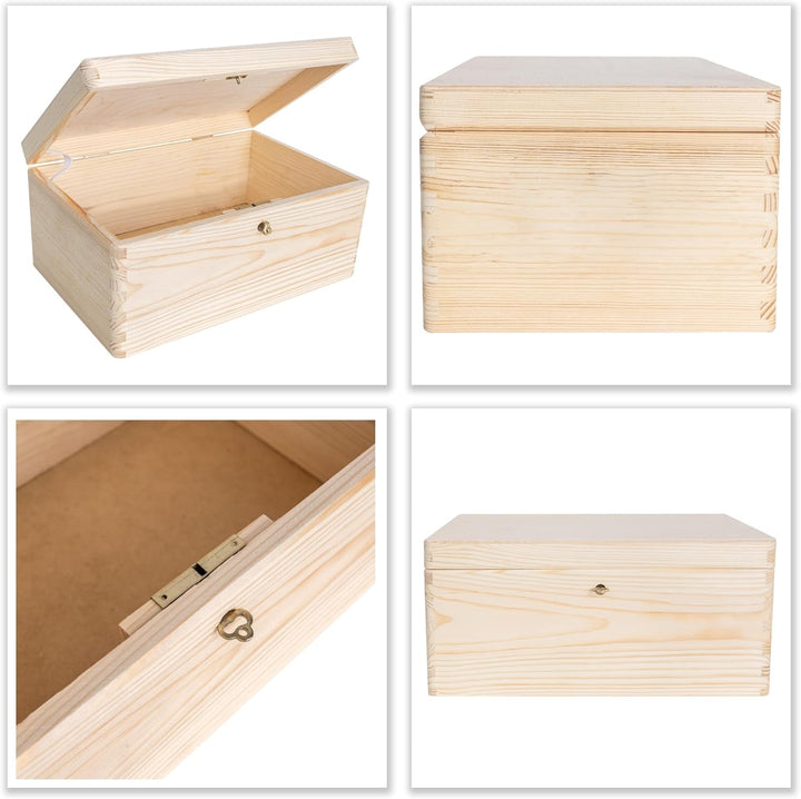 Creative Deco Holzkiste mit Deckel und Schlüssel | 30 x 20 x 14 cm (+/-1cm) | Weihnachten Erinnerung