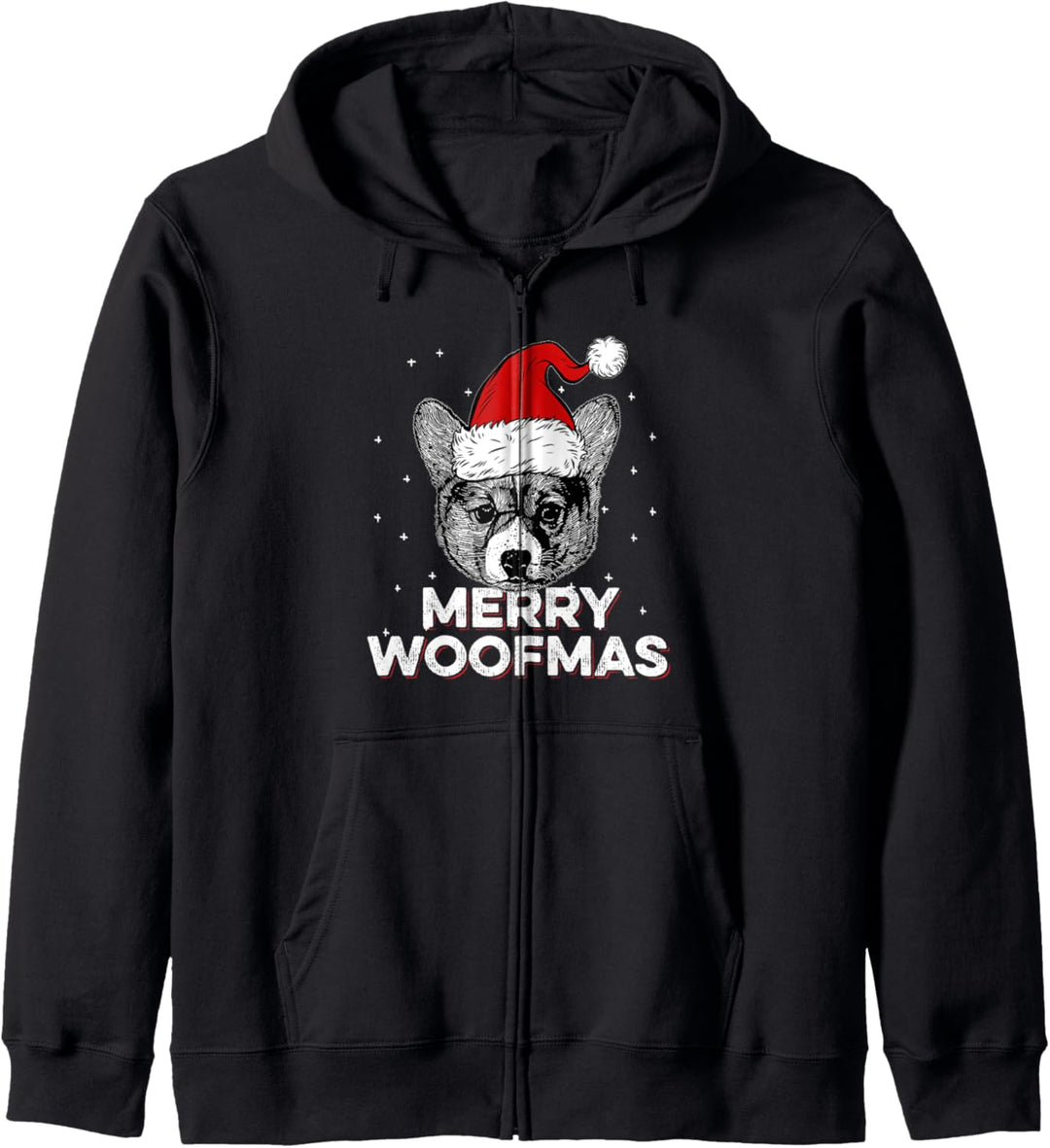 Corgi trägt Weihnachtsmütze | Merry Woofmas Kapuzenjacke