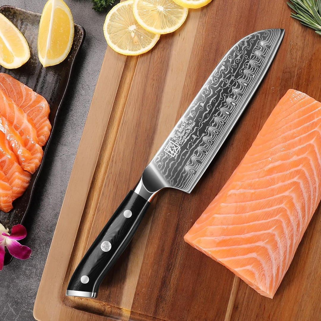 KEEMAKE Santoku Messer Kochmesser Küchenmesser - 7 Zoll Küchenmesser 17,8cm Santokumesser Allzweckme