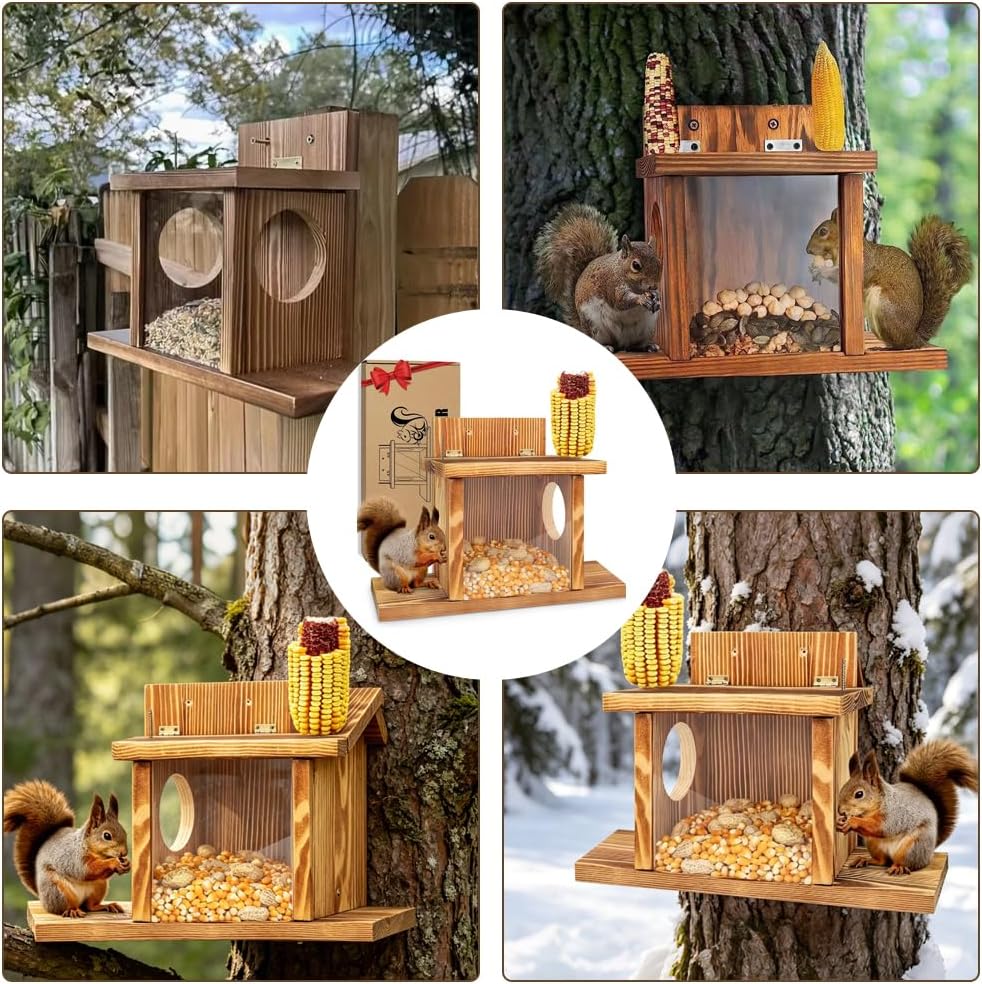 Eichhörnchen Futterhaus, Eichhörnchen Futterstation, Eichhörnchen Haus mit 2 Eingängen &amp; Sitzplattfo