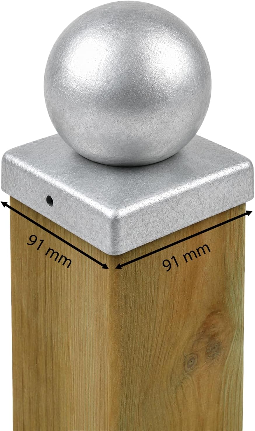 25x Pfostenkappe verzinkt Pyramide/Kugel (91 x 91 mm Kugel), 91 x 91 mm Kugel