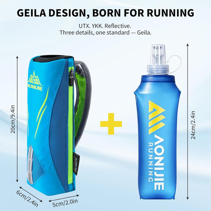 Geila Handheld Trinkflasche zum Laufen, 17 oz Handheld Trinkflasche mit Trageriemen, BPA Sport Soft