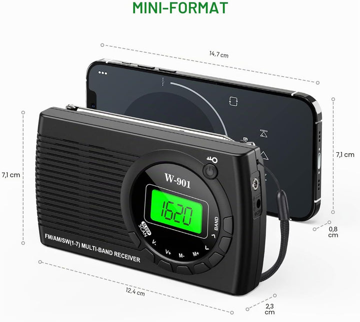 Tendak Tragbares Radio, kleines tragbares Radio FM/AM (MW) /SW, Transistor Radio mit hervorragendem