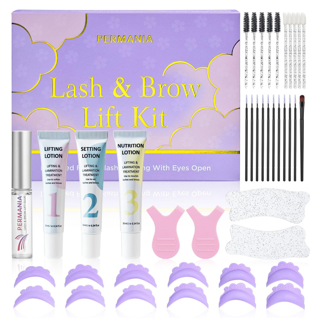 PERMANIA Wimpernlifting Set, Lash Lifting & Augenbrauen Lifting Set, Anfänger Freundlich, Offenen Au