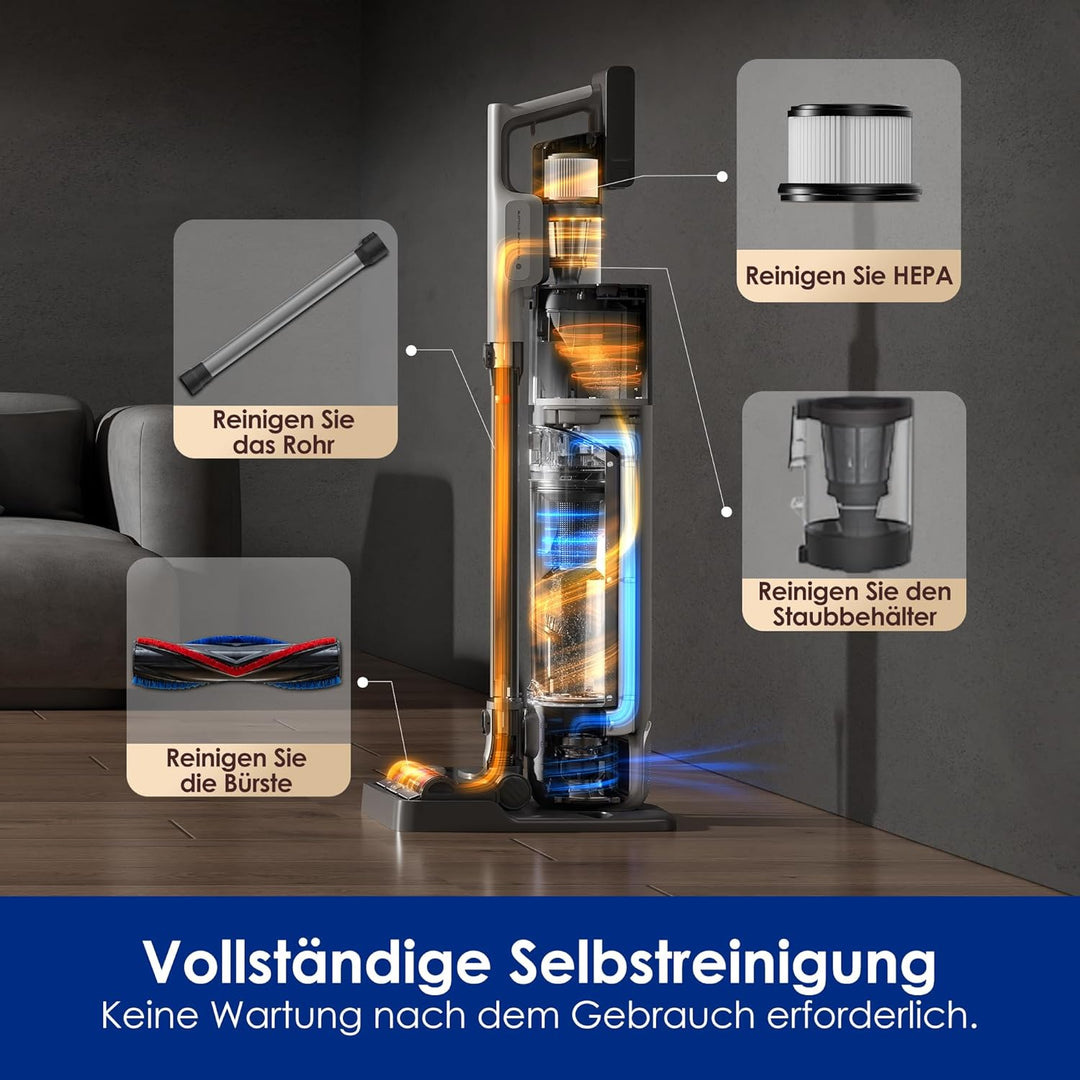 Tineco Pure ONE Station 5 PRO Kabelloser Akku Staubsauger, vollständiger Selbstreinigung, 200AW Saug