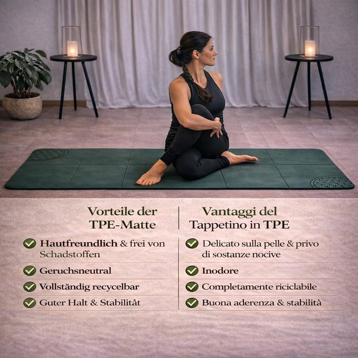 Rutschfeste, faltbare Yogamatte aus recycelbarem TPE, Yogamatte für Reisen, Yogamatte, Pilates, Fitn