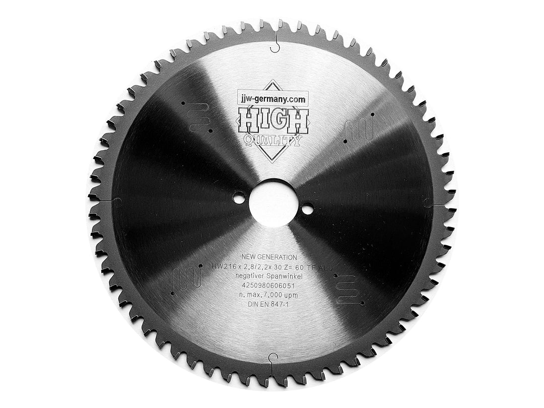 HM-Kreissägeblätter 216 x 30 negativer Spanwinkel für Kappsägen in Industriequalität (216 x 30 Z= 60