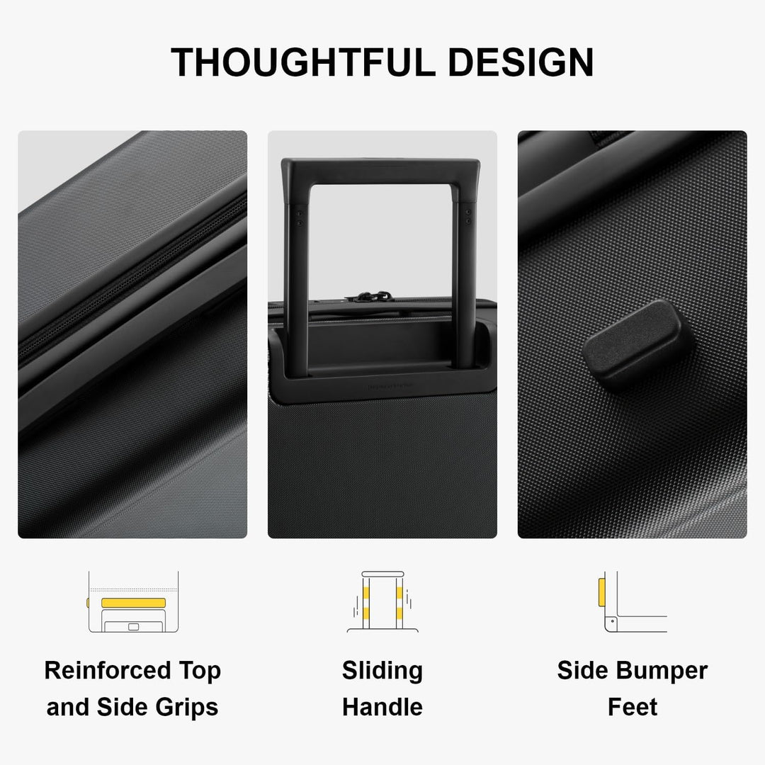 LEVEL8 Koffer Trolley, Rollkoffer Reisekoffer Hartschalen 4 Rollen, Spinner Handgepäck,TSA, 100% PC,