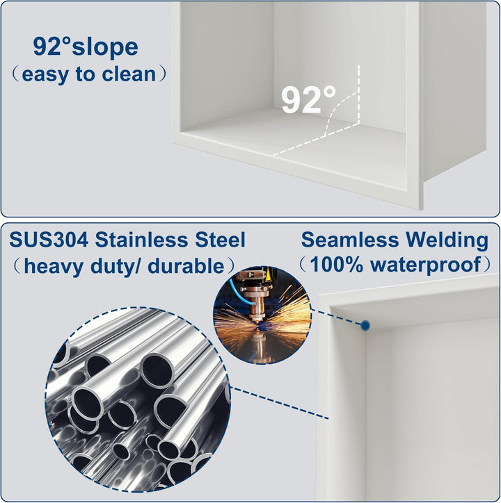 Neodrain Wandnische Dusche Edelstahl Dreifach-Duschnische Wandnische Lagerung für Badezimmer 90x20 c