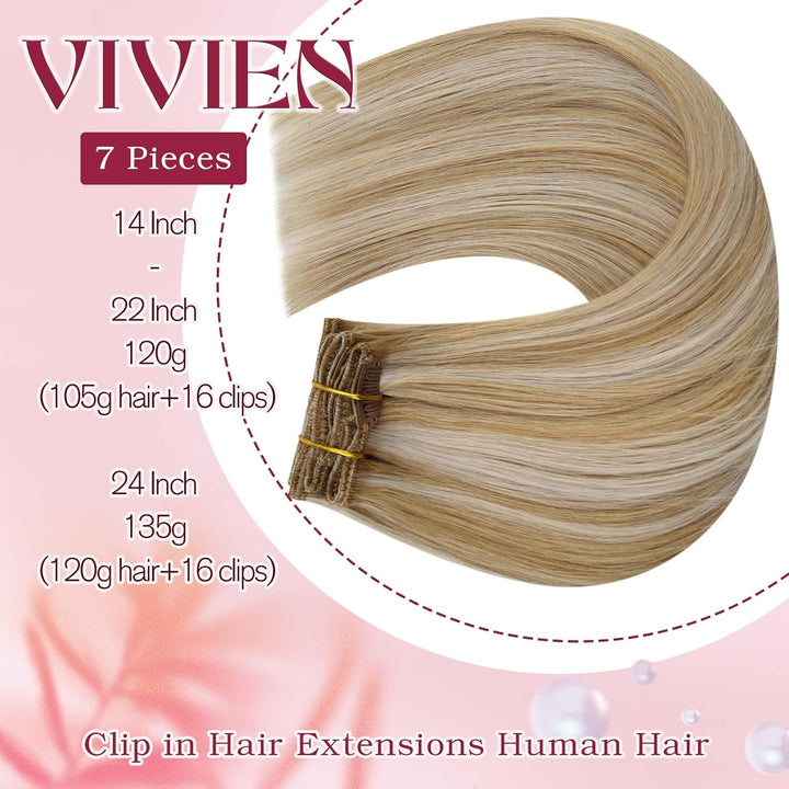 Vivien Blond Clip in Extensions Echthaar Blond Clip Echthaar Extensions Remy Haarverlängerungen Hell