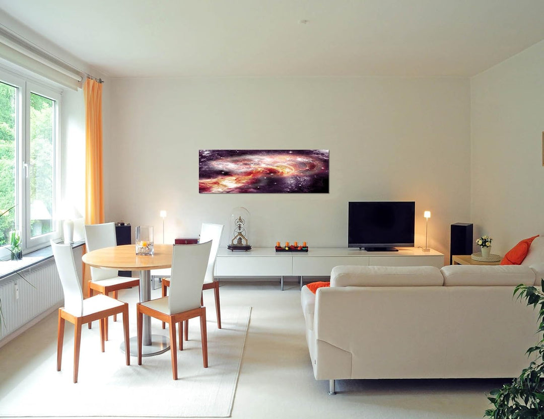 Paul Sinus Art Panoramabild auf Leinwand und Keilrahmen 150x50cm Weltraum Planeten Sterne Galaxie