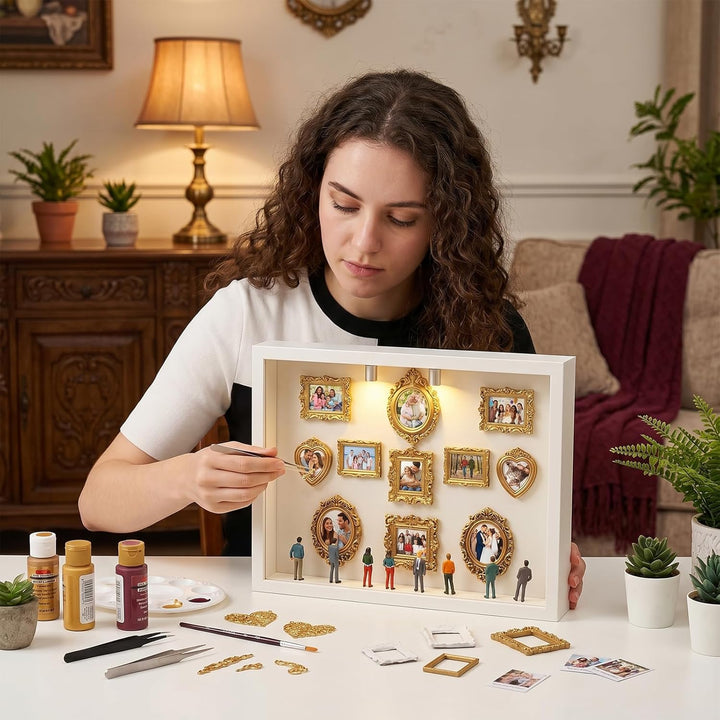 DIY Mini Museum Silhouette Box, Mini Figuren Menschen Museum, Foto Erinnerungsanzeige Set mit 11 Min