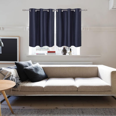 PiccoCasa 2er Set Gardine für Küche Polyester Scheibengardine Kurzgardine Blickdicht Kleine Gardine