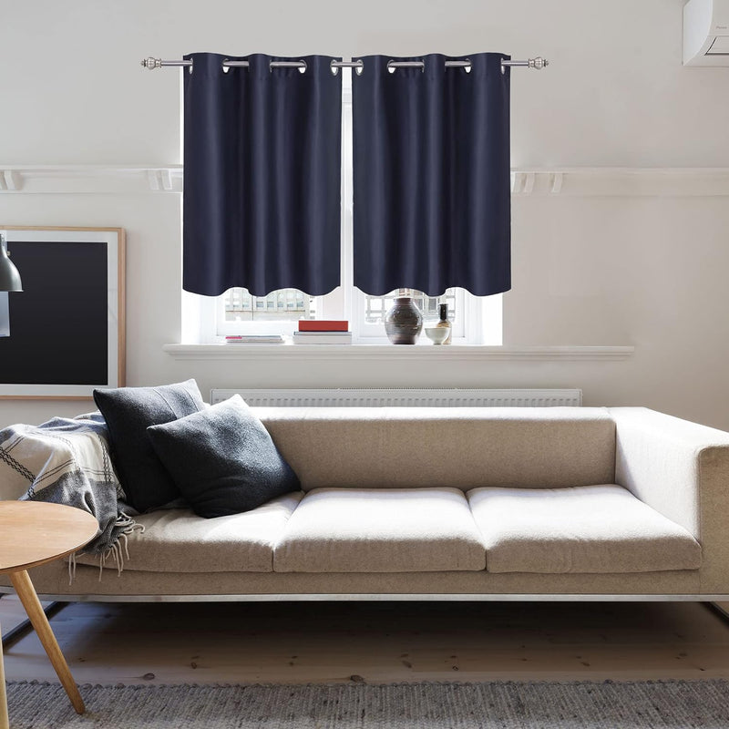 PiccoCasa 2er Set Gardine für Küche Polyester Scheibengardine Kurzgardine Blickdicht Kleine Gardine