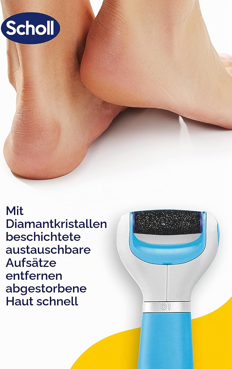 Scholl Velvet Smooth, professionelle Rolle für Pediküre mit Diamantkristallen, elektrische Feile für