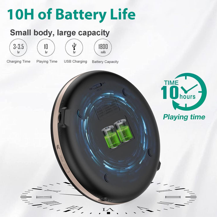 Wiederaufladbarer Bluetooth CD Player tragbar,CCHKFEI persönlicher kompakter tragbarer CD-Player mit