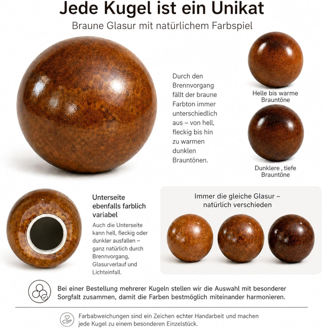 Keramik Kugel 30 cm Gartenkugel Dekokugel Gartenfigur Dekoration aus frostfester, witterungsbeständi