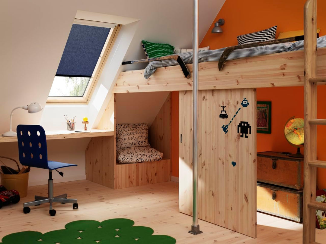 VELUX Kunststoff Dachfenster mit 2-fach Verglasung inkl. Eindeckrahmen und gratis Rollo (78 x 118 (M