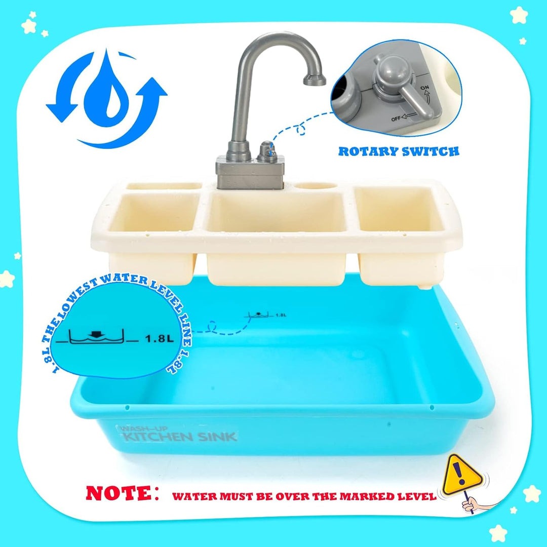 Küchenspüle Spielzeug,Küchenspüle Spielzeug Set mit Wasserkreislauf und Grillfunktion, Spülbecken fü