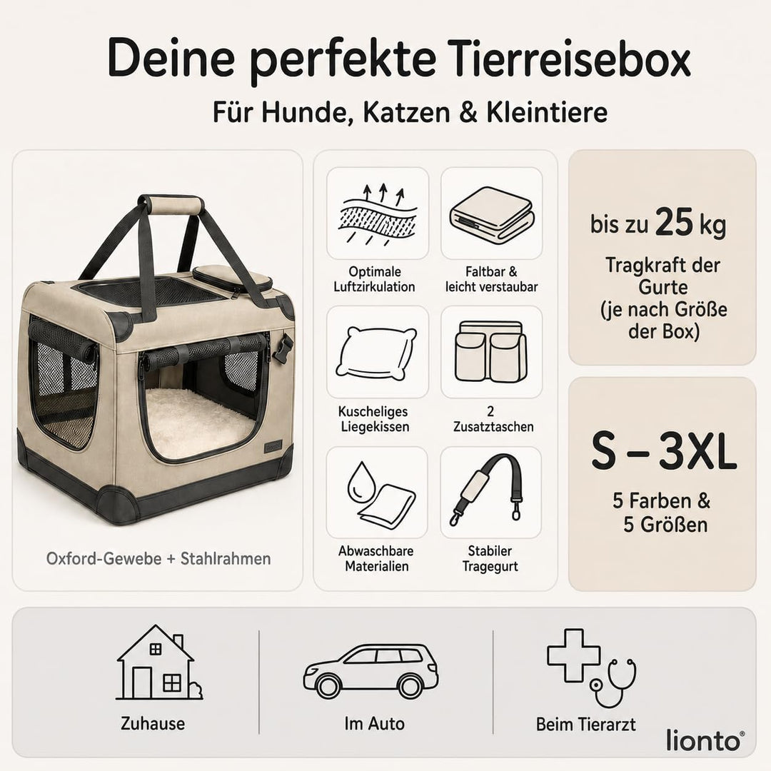 lionto Hundetransportbox Hundetasche Hundebox Faltbare Kleintiertasche, (L) 70x52x50 cm dunkelblau D