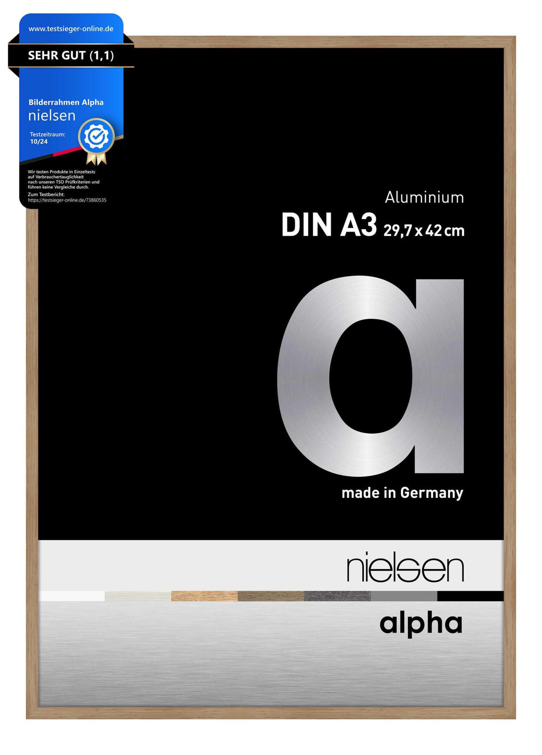 nielsen Aluminium Bilderrahmen Alpha, 29,7x42 cm (A3), Eiche Eiche 29,7 x 42 cm (A3), Eiche 29,7 x 4