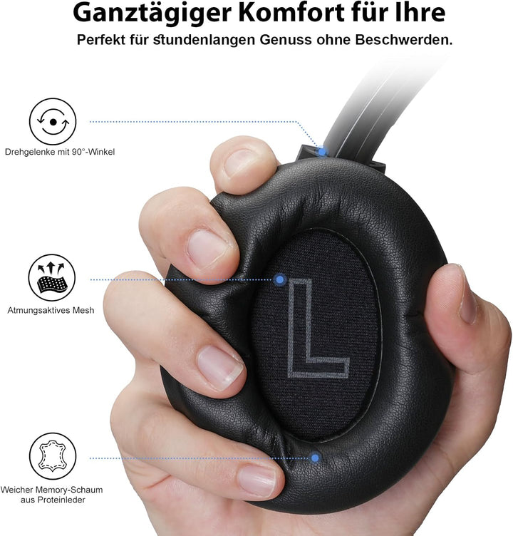 1Mii Over Ear Kopfhörer kabelloser Bluetooth, LDAC Hi-Res Audio, Hybrid Active Noise Cancelling Kopf