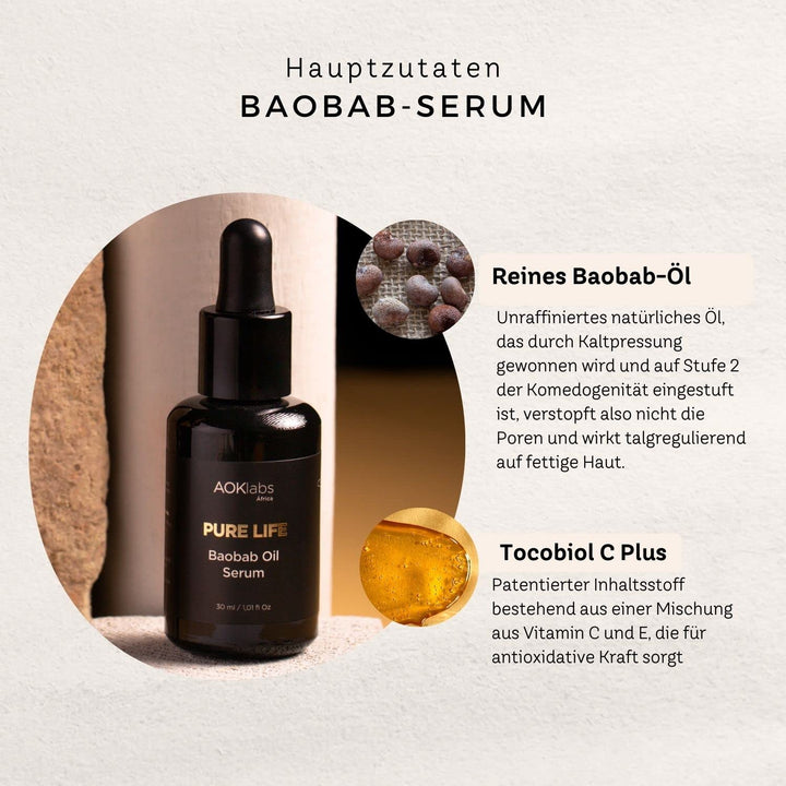 AOKlabs - Baobab Oil Day & Night Facial Serum I Leistungsstarkes Anti-Aging-Serum, angereichert mit