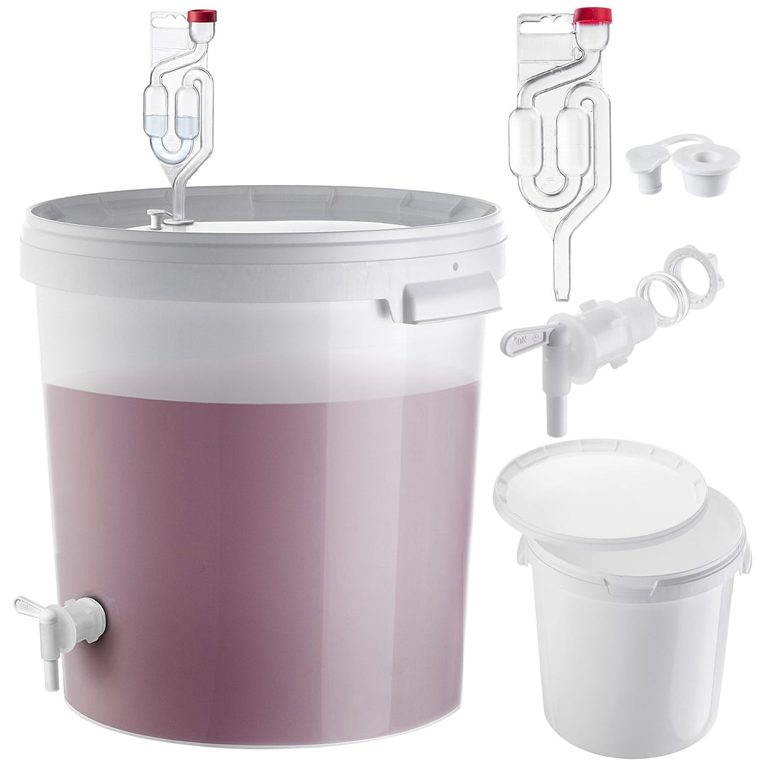 KADAX Gäreimer 33L Set mit Auslaufhahn, Gärröhrchen & Gummistopfen, Gärbehälter aus Kunststoff mit A