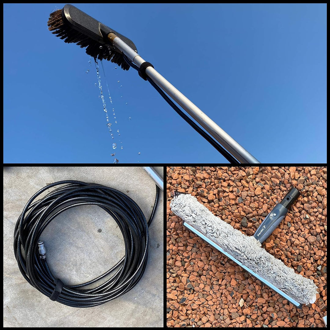 FenWi Nachrüst-Set für Profi ALU Teleskopstange in Wasserteleskopstange mit Schlauchanschluss Waschb