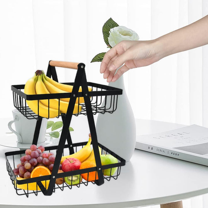 2-stöckiger Obstkorb, Obstschalenhalter, Brotkorb, Gemüseregal, abnehmbarer Obsthalter für Obst, Gem