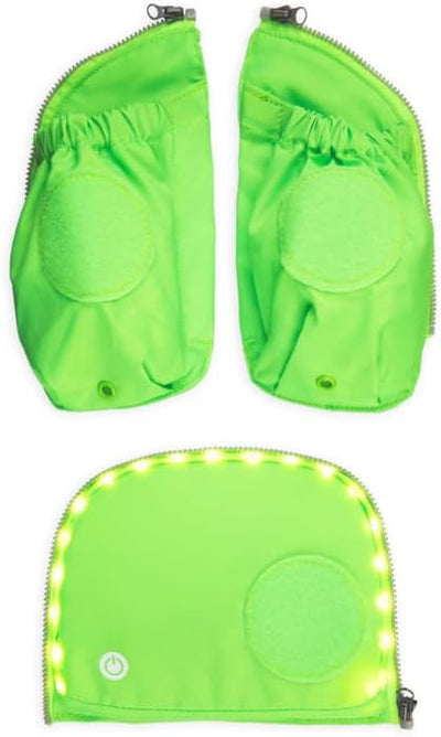 ergobag Fluo LED Seitentaschen Set Geeignet für pack, cubo, cubo light und wide Einheitsgrösse Grün