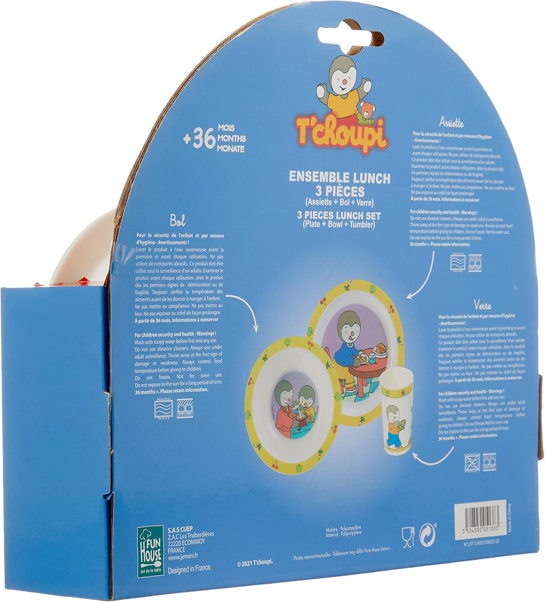 Fun House - Conjunto de almuerzo 1 vaso, 1 plato, 1 plato 1383-N