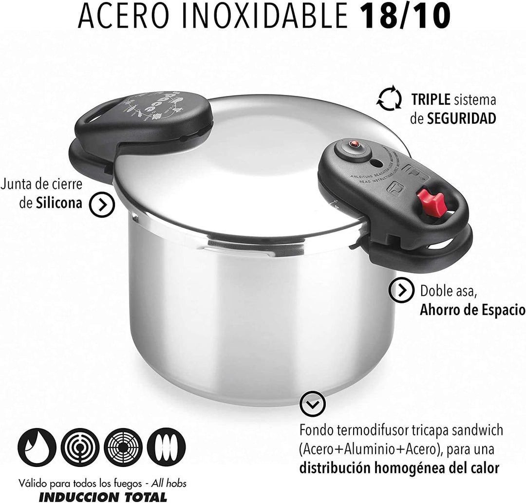 Alza Space - Schnellkochtopf 2,5L, Edelstahl 18/10, 2 Kochstufen, Ergonomisches Design, Energiespare