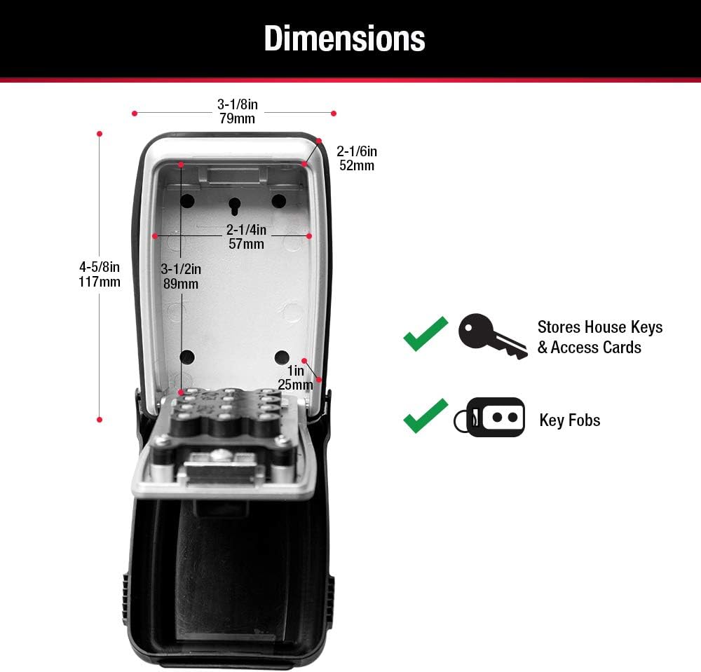 Master Lock 5423D Aufbewahrungsbox mit Tastenfeld, Wandhalterung, Schwarz Druckknopf, Druckknopf