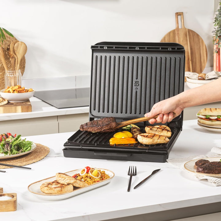 Salter ActiGrill Familie – 8 Portionen grosser Gesundheitsgrill, schwimmendes Scharnier für dickere
