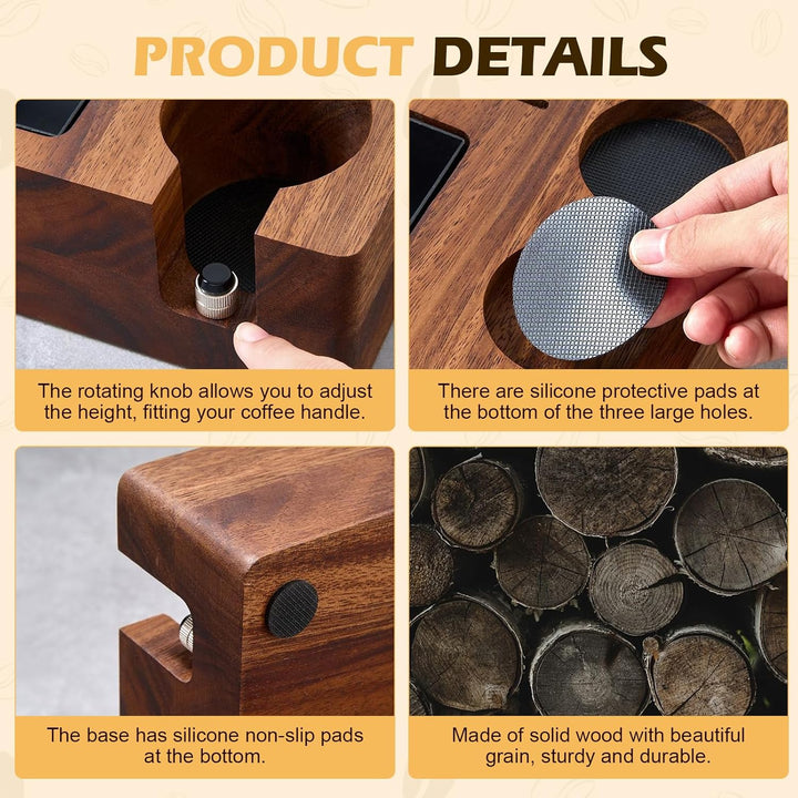 Tamperstation 58mm Kaffeetamper Walnuss Holz,Espresso Tamper,Barista Tamping Station für Espreso Zub