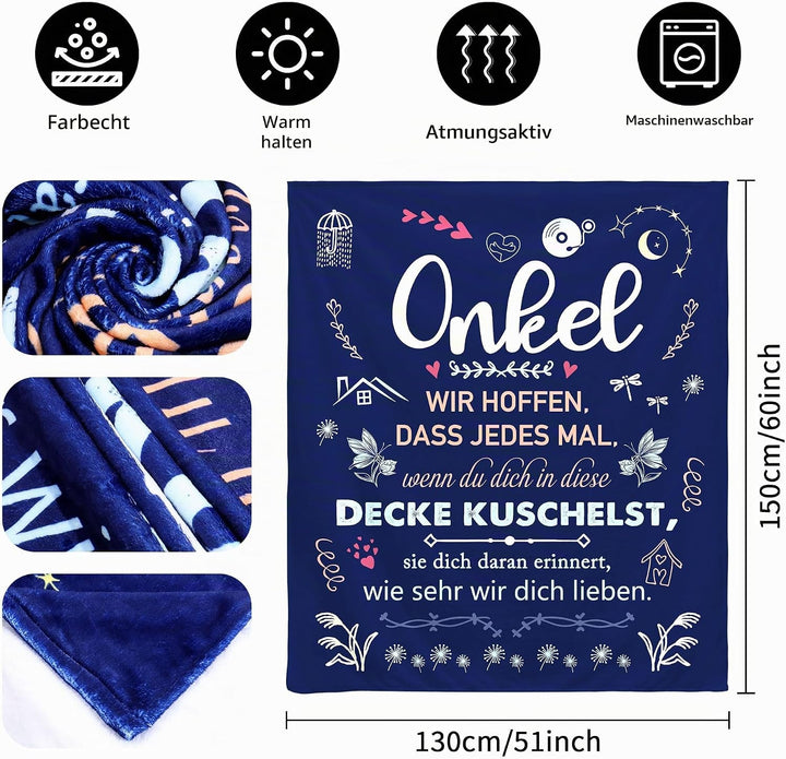 Original Geschenke für Onkel Mann Kuscheldecke Geschenke für Onki Vatertag Weihnachten Neujahrsgesch