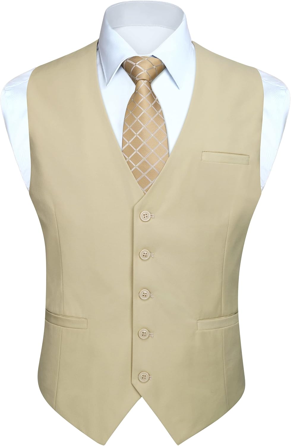 HISDERN Herren Formale Hochzeit Party Weste Baumwolle Einfarbig Weste XXL Z1 - Champagner, XXL Z1 -
