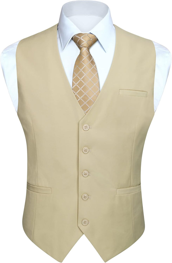 HISDERN Herren Formale Hochzeit Party Weste Baumwolle Einfarbig Weste XXL Z1 - Champagner, XXL Z1 -