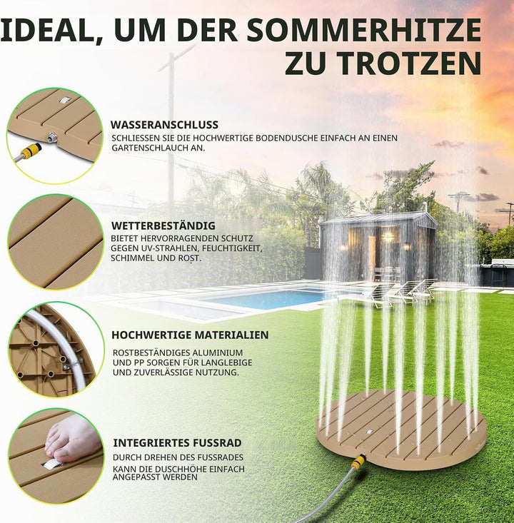 CCLIFE Gartendusche Aussendusche Bodendusche Outdoor, Aussendusche Garten Dusche Mit Fussrad, Fontän